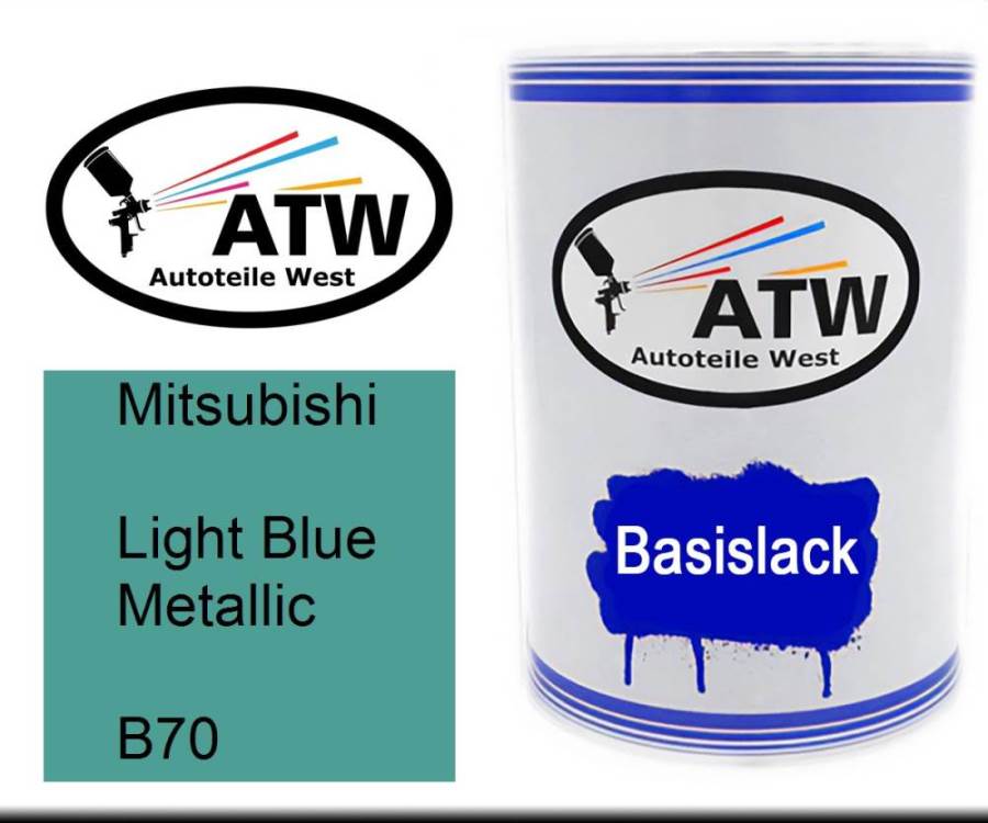 Mitsubishi, Light Blue Metallic, B70: 500ml Lackdose, von ATW Autoteile West.